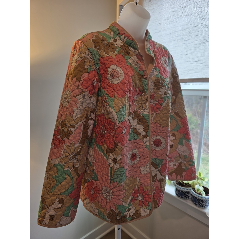 Alfred Dunner Light Weight Floral Quilted Jacket Size 16W Preppy - Picture 12 of 13